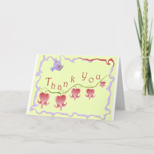 赤面ピンク出血ハートサンキューカード サンキューカード (正面)