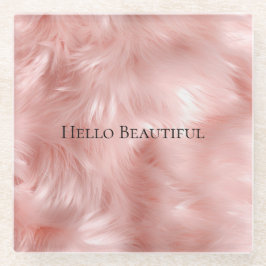 赤面ピンク動物 ガラスコースター