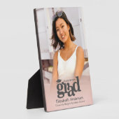 赤面ピンク卒業写真はっきりしたタイポグラフィモダン フォトプラーク (側面)