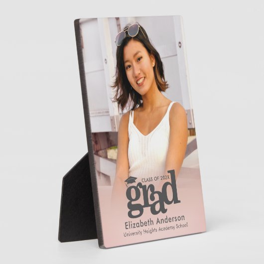 赤面ピンク卒業写真はっきりしたタイポグラフィモダン フォトプラーク (側面)