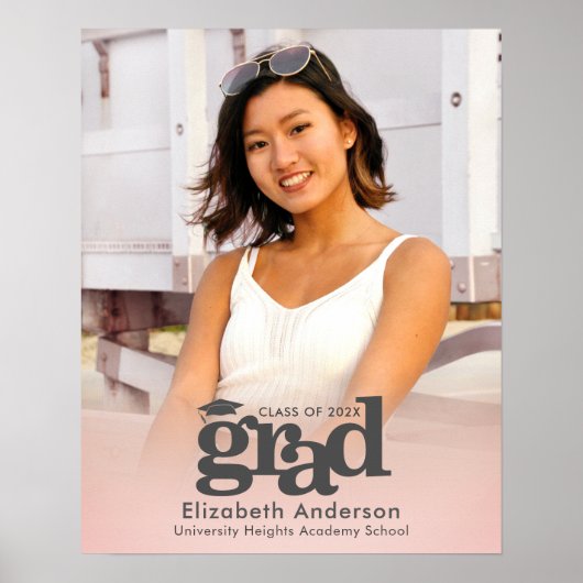 赤面ピンク卒業写真はっきりしたタイポグラフィモダン ポスター (正面)