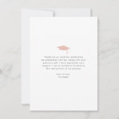 赤面ピンク卒業写真モダンはっきりしたタイポグラフィ サンキューカード (裏面)