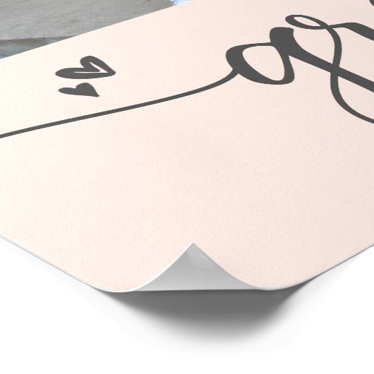 赤面ピンク卒業式4フォトグレーハート ポスター (角)