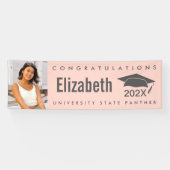 赤面ピンク卒業1枚はっきりしたモダンシンプル 横断幕 (横)