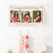 赤面ピンク卒業3フォトスクリプトモダンハート 横断幕 (インサイチュ)