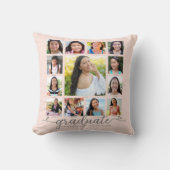 赤面ピンク卒業K-12フォトコラージスクリプト クッション (正面)