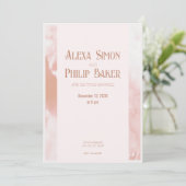 赤面ピンク単色水結婚色 招待状 (スタンド正面)