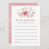 赤面ピンク及びバラ金ゴールドフローラブライダルアドバイス アドバイスカード (正面/裏面)