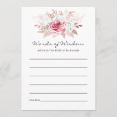 赤面ピンク及びバラ金ゴールドフローラブライダルアドバイス アドバイスカード (正面)