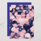 赤面ピンク及びブルー結婚式招待状カード 招待状 (正面/裏面)