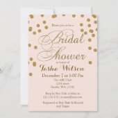赤面ピンク及び金ゴールドグリッターブライダルシャワー招待状 招待状 (正面)