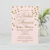 赤面ピンク及び金ゴールドグリッターブライダルシャワー招待状 招待状 (スタンド正面)
