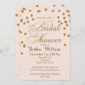 赤面ピンク及び金ゴールドグリッターブライダルシャワー招待状 招待状 (正面/裏面)