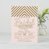赤面ピンク及び金ゴールドグリッターブライダルシャワー招待状 招待状 (スタンド正面)