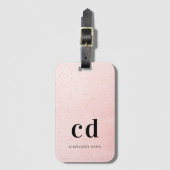 赤面ピンク名エレガントモダンイニシャル ラゲッジタグ (正面縦)
