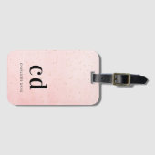 赤面ピンク名エレガントモダンイニシャル ラゲッジタグ (正面横)