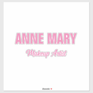 赤面ピンク名前をカスタムするメイクアップアーティストビジネス シール