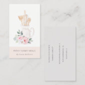 赤面ピンク器具ケータリングフローラローラーウィスク 名刺 (正面/裏面)