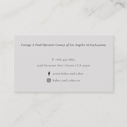 赤面ピンク器具ケータリングフローラローラーウィスク 名刺 (裏面)