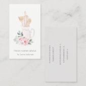 赤面ピンク器具ケータリングフローラローラーウィスク 名刺 (正面/裏面)
