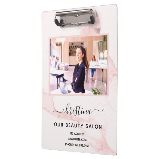 赤面ピンク大理石の写真名エレガント業 クリップボード (左)