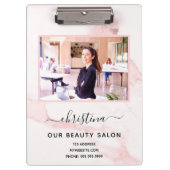 赤面ピンク大理石の写真名エレガント業 クリップボード (正面)