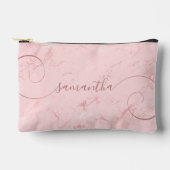 赤面ピンク大理石の巻き付き署名名 アクセサリーポーチ (正面)