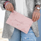 赤面ピンク大理石の巻き付き署名名 アクセサリーポーチ