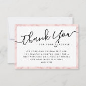 赤面ピンク大理石カスタムロゴありがとうノートカード サンキューカード (正面)