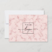 赤面ピンク大理石カスタムロゴありがとうノートカード サンキューカード (裏面)