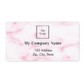 赤面ピンク大理石ビジネスロゴ差出人住所 ラベル (正面)