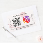 赤面ピンク大理石ビジネス名qrコードinstagram 長方形シール (封筒)