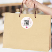 赤面ピンク大理石ビジネスqrコードinstagram ラウンドシール