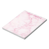 赤面ピンク大理石名モノグラム ノートパッド (回転)