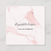 赤面ピンク大理石金ゴールドプロフィール写真QRコード スクエア名刺 (正面)