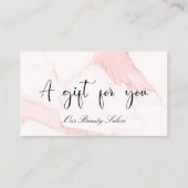 赤面ピンク大理石qrコードギフト証明書 名刺 (正面)