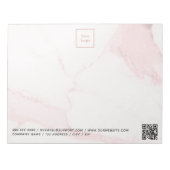 赤面ピンク大理石QRコードビジネスロゴ ノートパッド (正面)