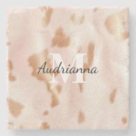 赤面ピンク女性のカーボーイコウィドモノグラム ストーンコースター