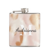 赤面ピンク女性のカーボーイコウィドモノグラム フラスク (正面)