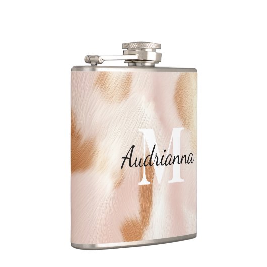 赤面ピンク女性のカーボーイコウィドモノグラム フラスク (右)