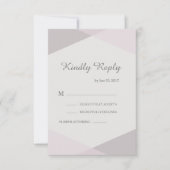 赤面ピンク幾何エレガント式モダン出欠 招待状 (正面)