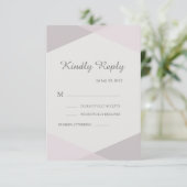 赤面ピンク幾何エレガント式モダン出欠 招待状 (スタンド正面)