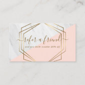 赤面ピンク幾何大理石モダン 紹介カード (正面)