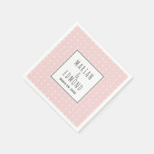 赤面ピンク幾何学タイポグラフィ結婚のナプキ スタンダードカクテルナプキン (角)