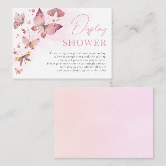 赤面ピンク彼女の私与えの蝶表示シャワー エンクロージャーカード (正面/裏面)