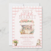 赤面ピンク彼女は市場から出たばかりのフローラ 招待状 (正面)