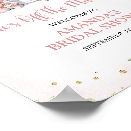 赤面ピンク彼女は市場から外れているブライダルシャワー標識 ポスター (角)