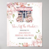 赤面ピンク彼女は市場から外れているブライダルシャワー標識 ポスター (正面)