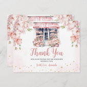 赤面ピンク彼女は市場のブライダルシャワー サンキューカード (正面/裏面)