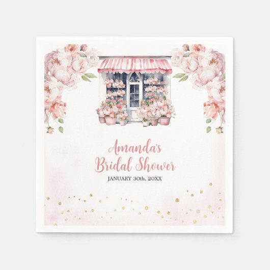 赤面ピンク彼女は市場のブライダルシャワー スタンダードカクテルナプキン (正面)